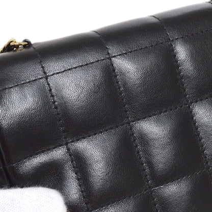 CHANEL 2003-2004 Camellia Choco Bar Shoulder Bag Mini Black Lambskin 15690