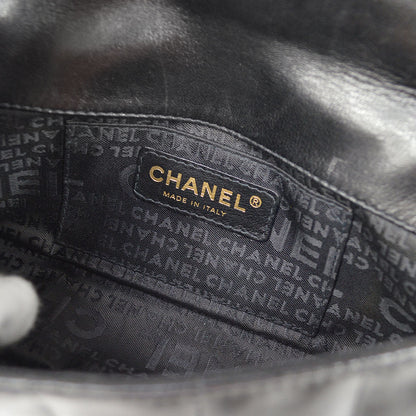 CHANEL 2003-2004 Camellia Choco Bar Shoulder Bag Mini Black Lambskin 15690