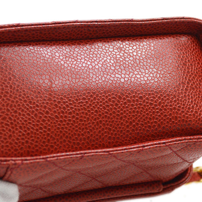 CHANEL Shoulder Bag Micro Red Caviar 15852