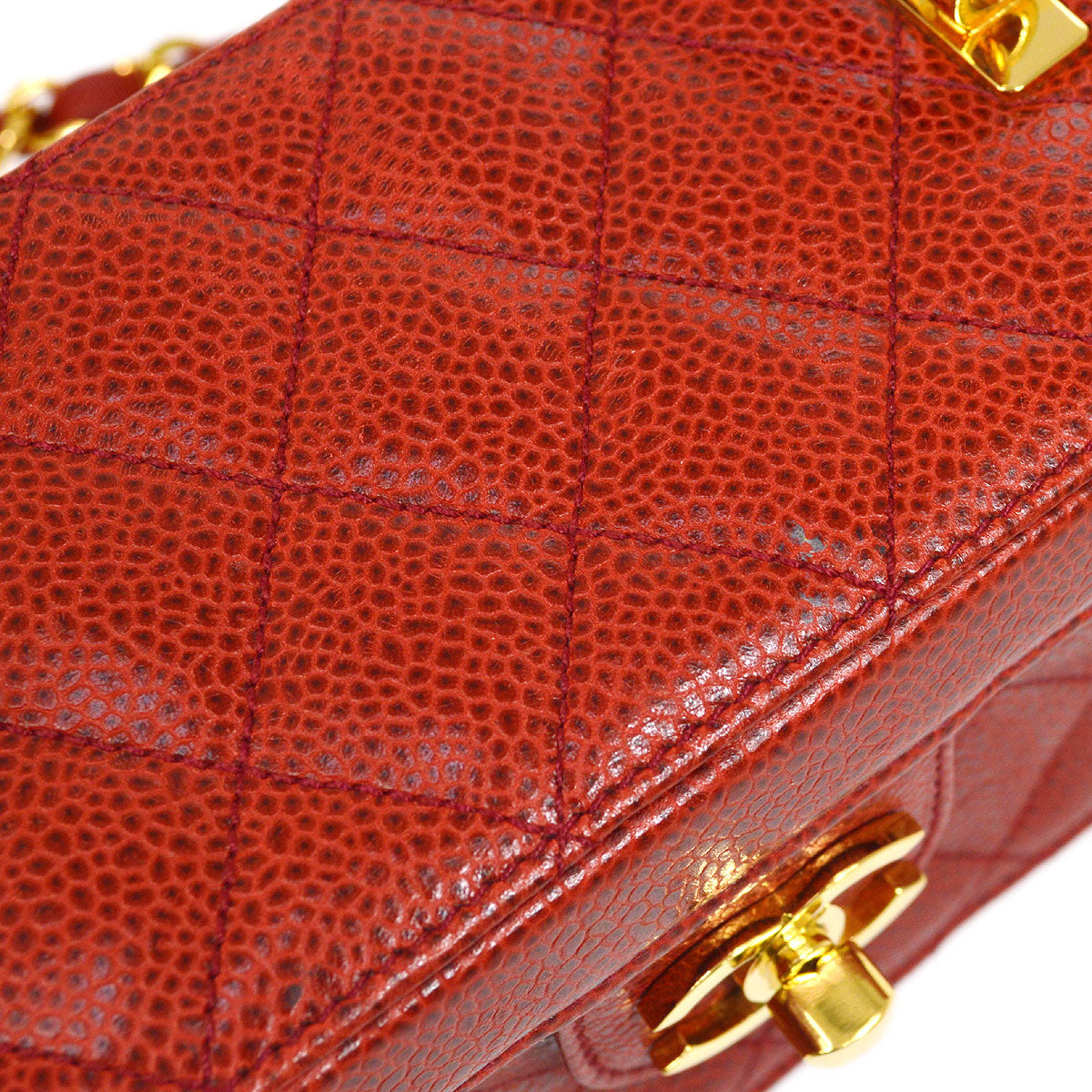 CHANEL Shoulder Bag Micro Red Caviar 15852