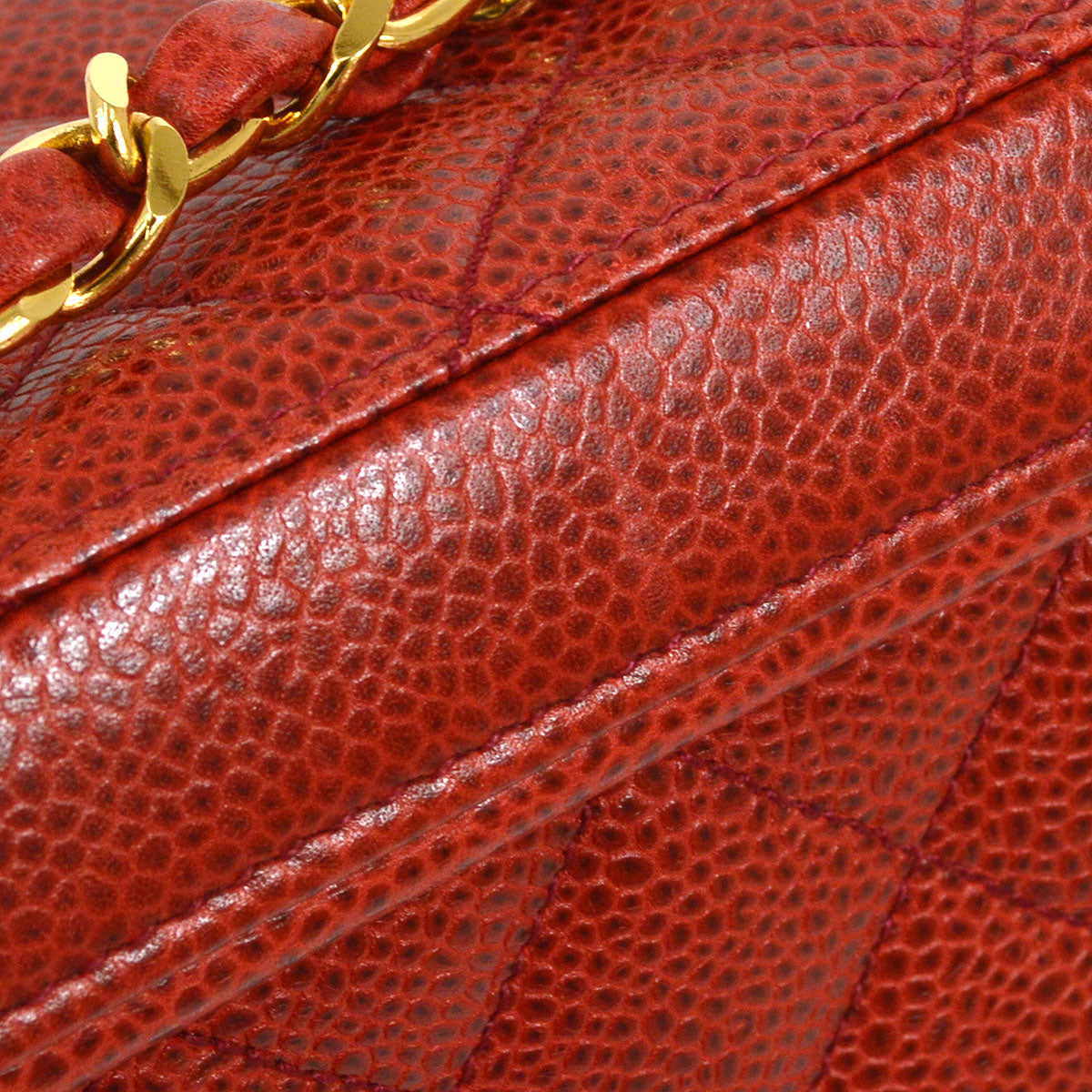 CHANEL Shoulder Bag Micro Red Caviar 15852