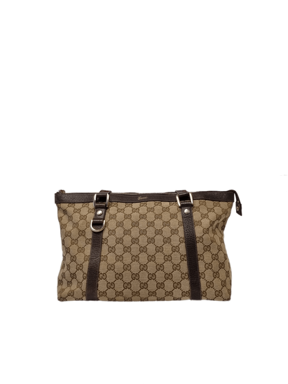 Gucci GG Beige & Dark Brown Jacquard Leather Bag