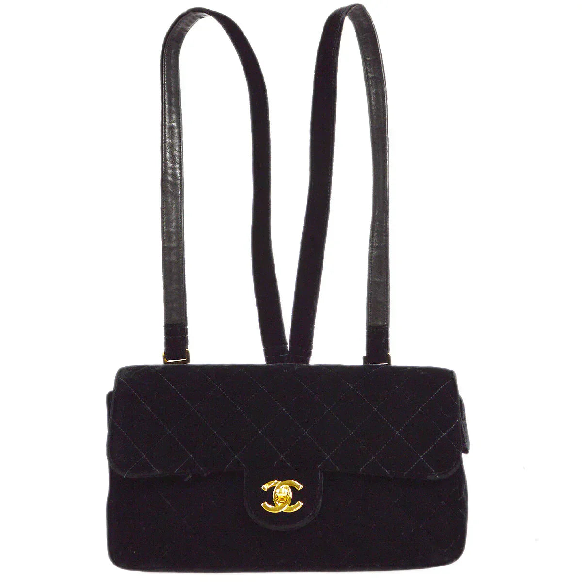 CHANEL 1994-1996 Classic Flap Backpack Black Velvet