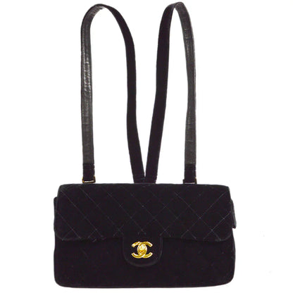 CHANEL 1994-1996 Classic Flap Backpack Black Velvet