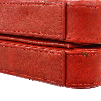 CHANEL 1996-1997 Diamond Box Vanity Shoulder Bag Red Lambskin 42441