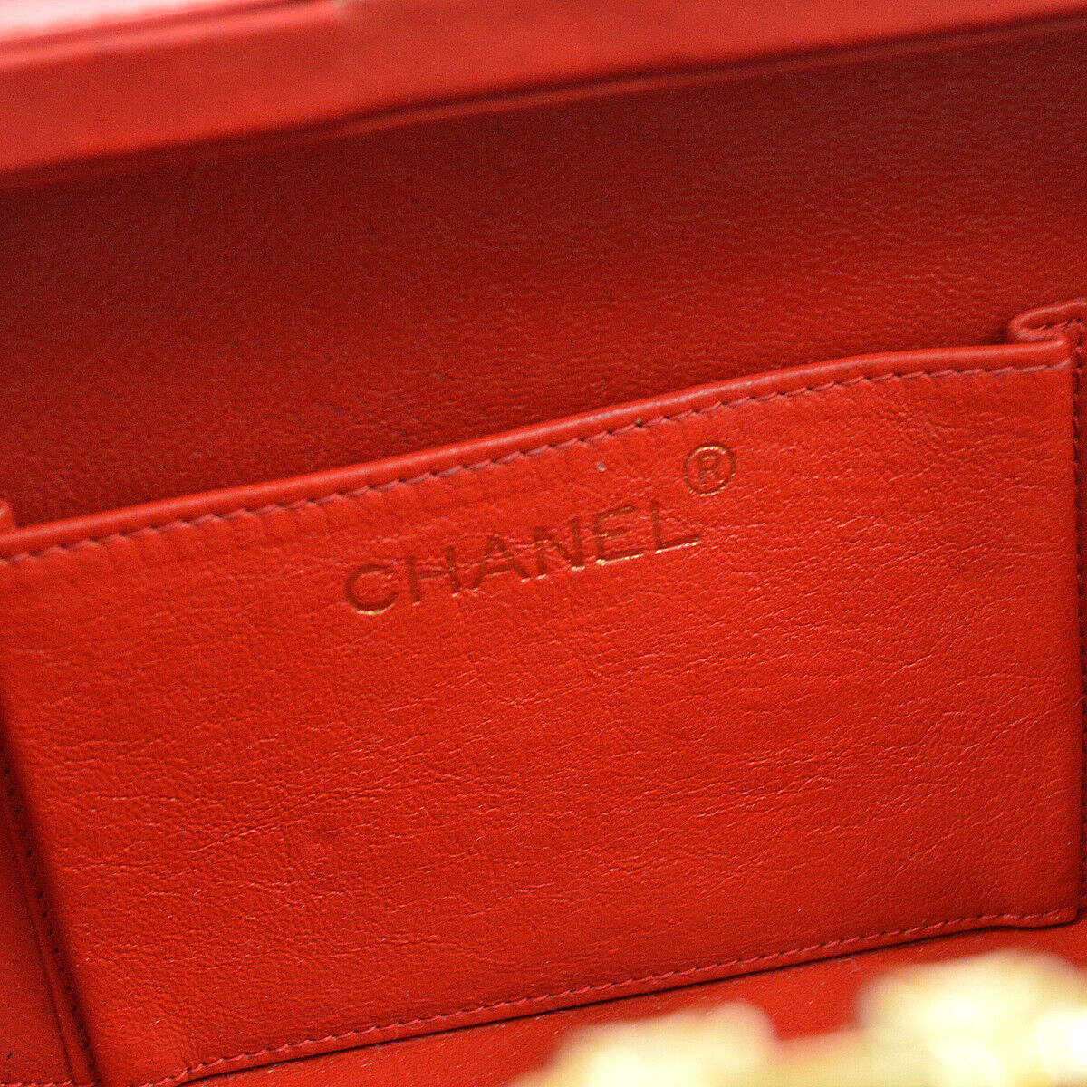 CHANEL 1996-1997 Diamond Box Vanity Shoulder Bag Red Lambskin 42441