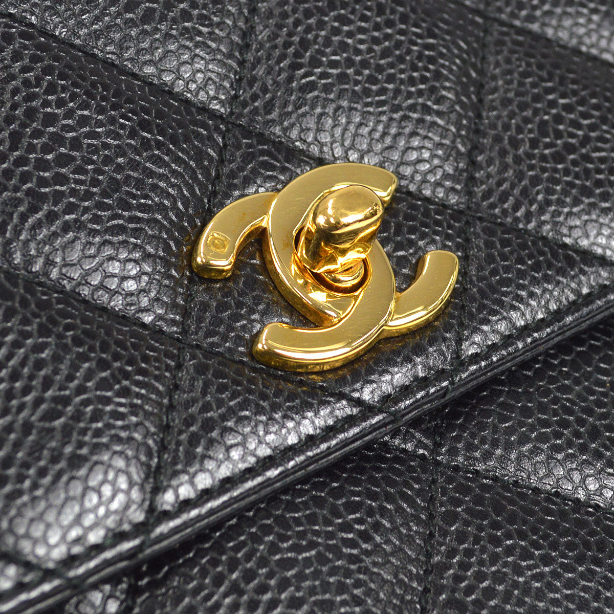 CHANEL 1996-1997 Flap Box Shoulder Bag Small Black Caviar 17661