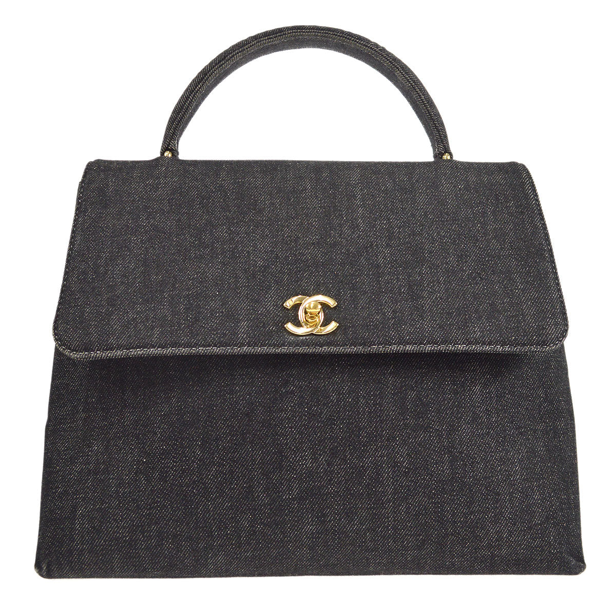 CHANEL 2000-2001 Kelly 30 Denim Black 26591