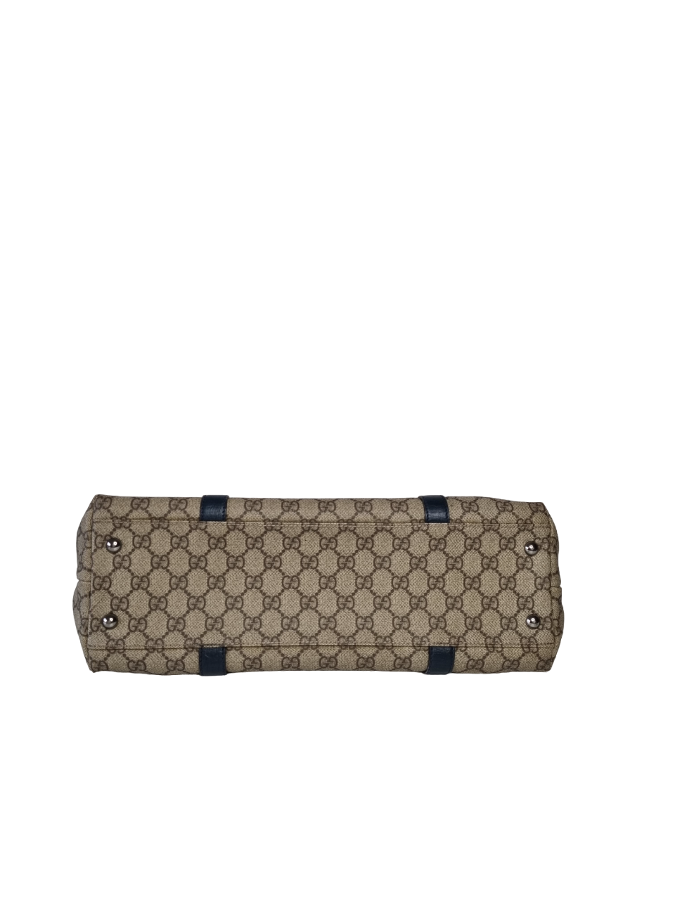 Gucci GG Supreme Tote Beige and Green/Blue leather straps