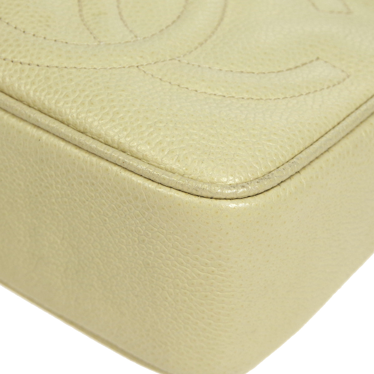 CHANEL 1994-1996 Triple CC Camera Bag Small Ivory Caviar 17405
