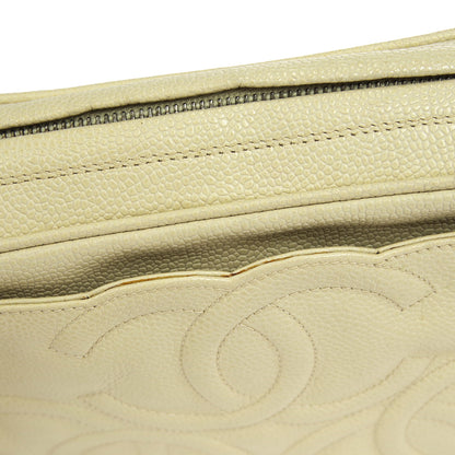 CHANEL 1994-1996 Triple CC Camera Bag Small Ivory Caviar 17405