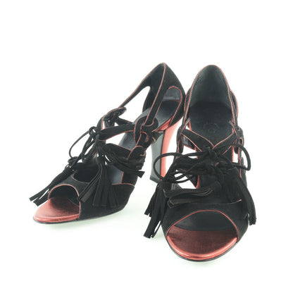 CHANEL pumps G24622Y01088 Suede black fringe Women 36 1/2C Used