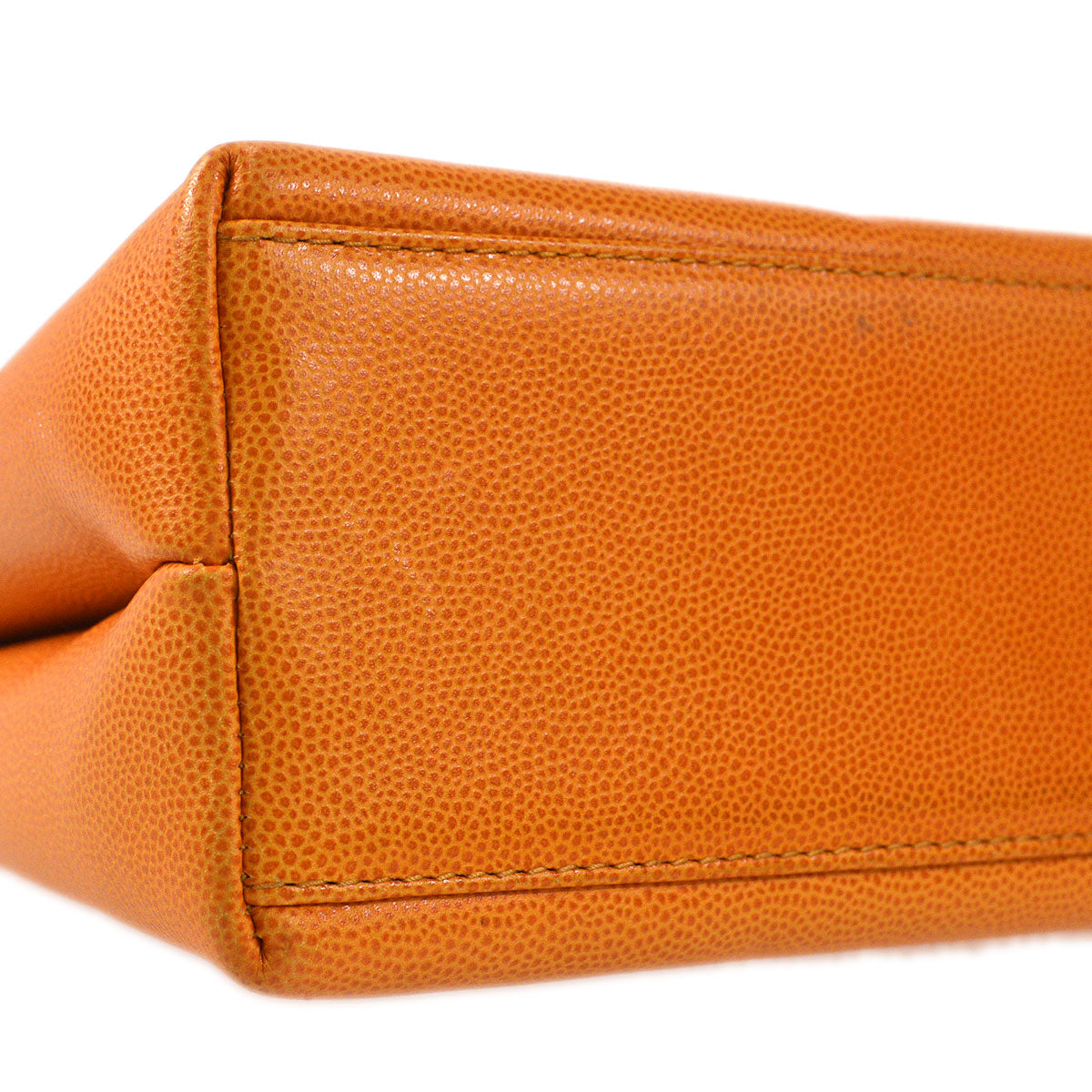 CHANEL 1998 Round Flap Handbag Medium Orange Caviar 54872