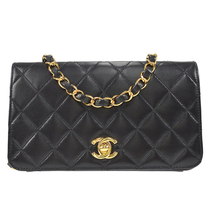 CHANEL 2006-2008 CC Turnlock Full Flap Mini Black Lambskin