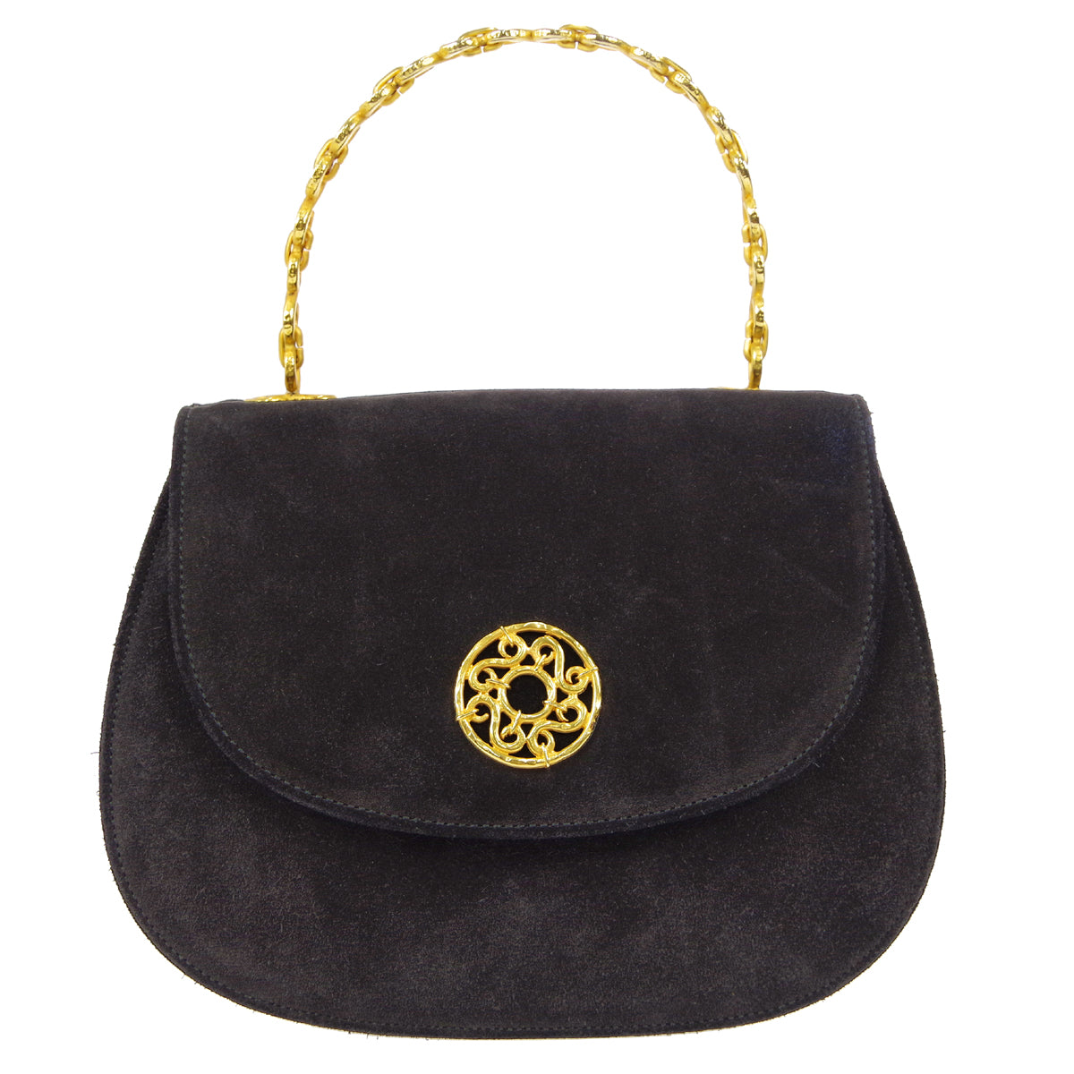 Celine Chain Handbag Black Suede 27767