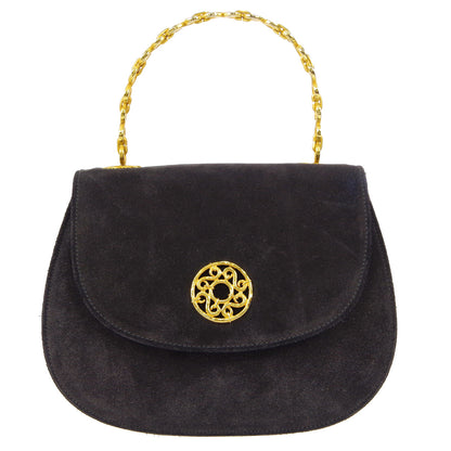 Celine Chain Handbag Black Suede 27767