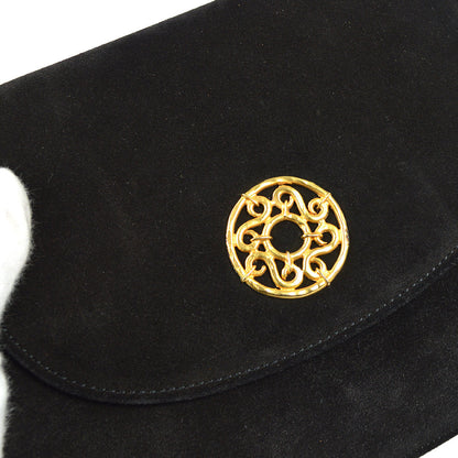 Celine Chain Handbag Black Suede 27767