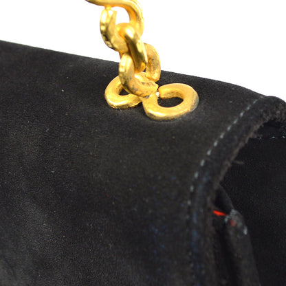 Celine Chain Handbag Black Suede 27767