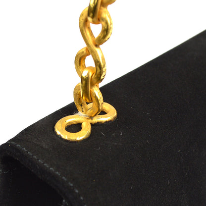 Celine Chain Handbag Black Suede 27767