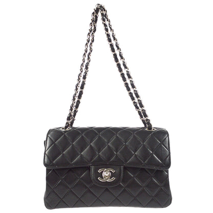 CHANEL Classic Both Side Flap Small Chain Handbag Black Lambskin