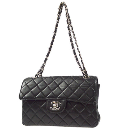 CHANEL Classic Both Side Flap Small Chain Handbag Black Lambskin