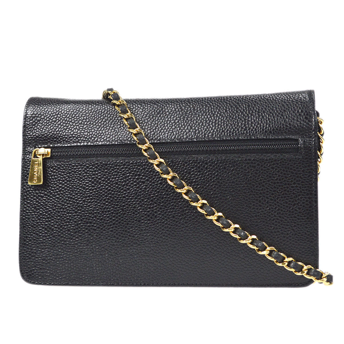 CHANEL WOC Chain Shoulder Wallet Bag Black Caviar