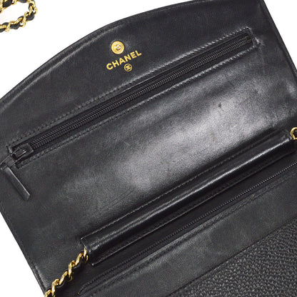 CHANEL WOC Chain Shoulder Wallet Bag Black Caviar