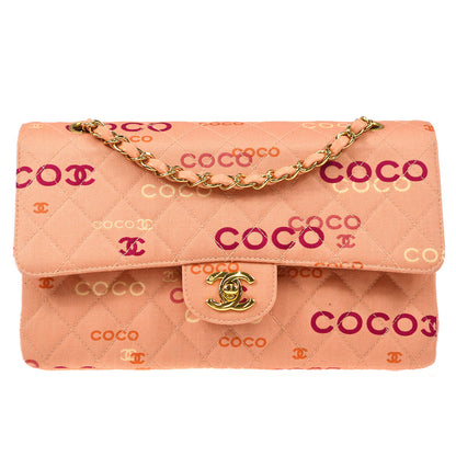 CHANEL COCO Classic Double Flap Medium Shoulder Bag Pink
