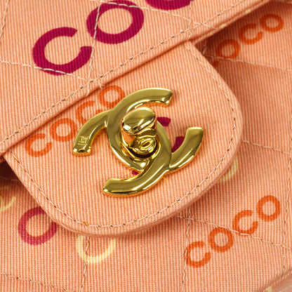 CHANEL COCO Classic Double Flap Medium Shoulder Bag Pink
