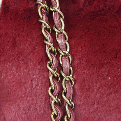 CHANEL 2000-2001 Chain Tote Bordeaux Fur 66394