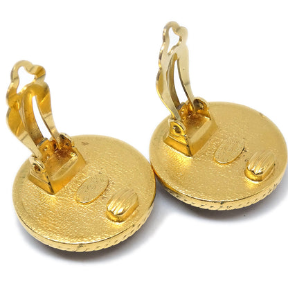 CHANEL Button Shell Earrings Black Clip-On 96A 96470