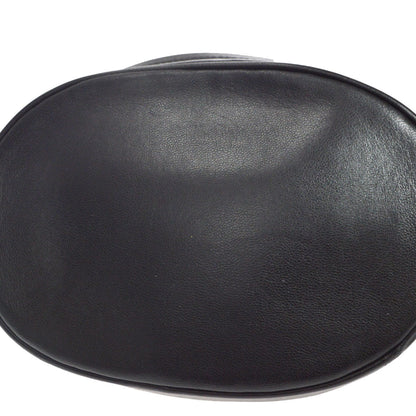 CHANEL 1989-1991 Oval Shoulder Bag Black Lambskin