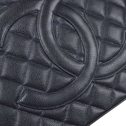 CHANEL 2000-2001 Medallion Tote SHW Navy Caviar 97413