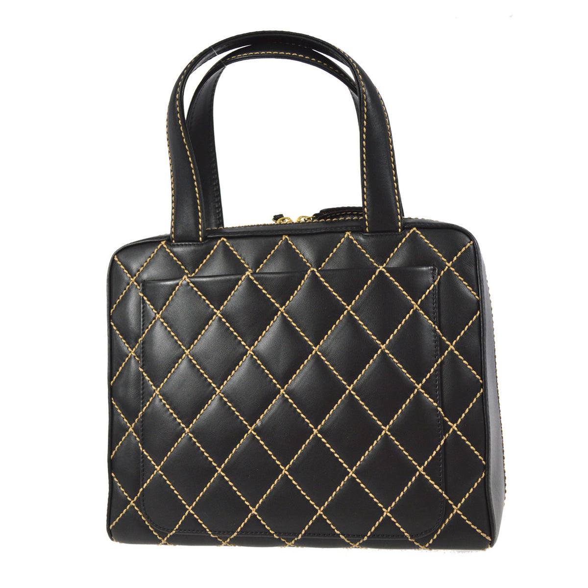 CHANEL 2001-2003 Wild Stitch Handbag Black Calfskin 97425