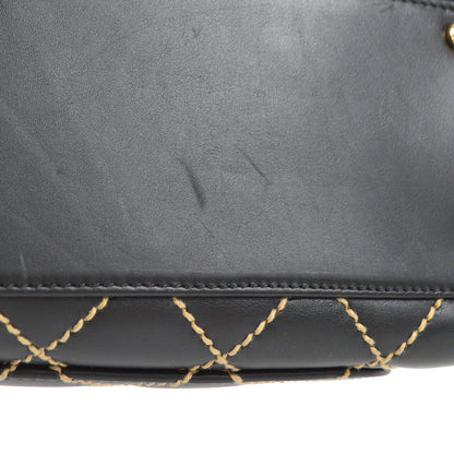 CHANEL 2001-2003 Wild Stitch Handbag Black Calfskin 97425