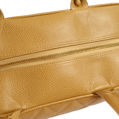 CHANEL 2000-2001 Bowling Bag 37 Beige Caviar 97428