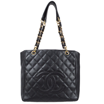 CHANEL 2004-2005 Petite Shopping Tote PST Black Caviar 97514