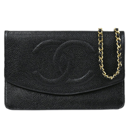 Chanel WOC Chain Shoulder Wallet Bag Black Caviar 97644