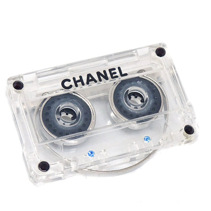 CHANEL Cassette Tape Brooch Pin Clear 04P 66450
