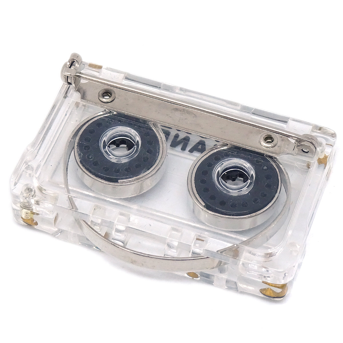 CHANEL Cassette Tape Brooch Pin Clear 04P 66450