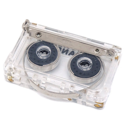 CHANEL Cassette Tape Brooch Pin Clear 04P 66450