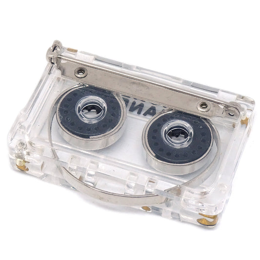 CHANEL Cassette Tape Brooch Pin Clear 04P 66450