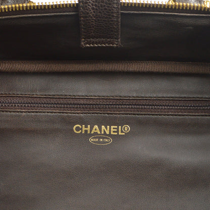 CHANEL 2way Cosmetic Vanity Handbag Brown Caviar 87980