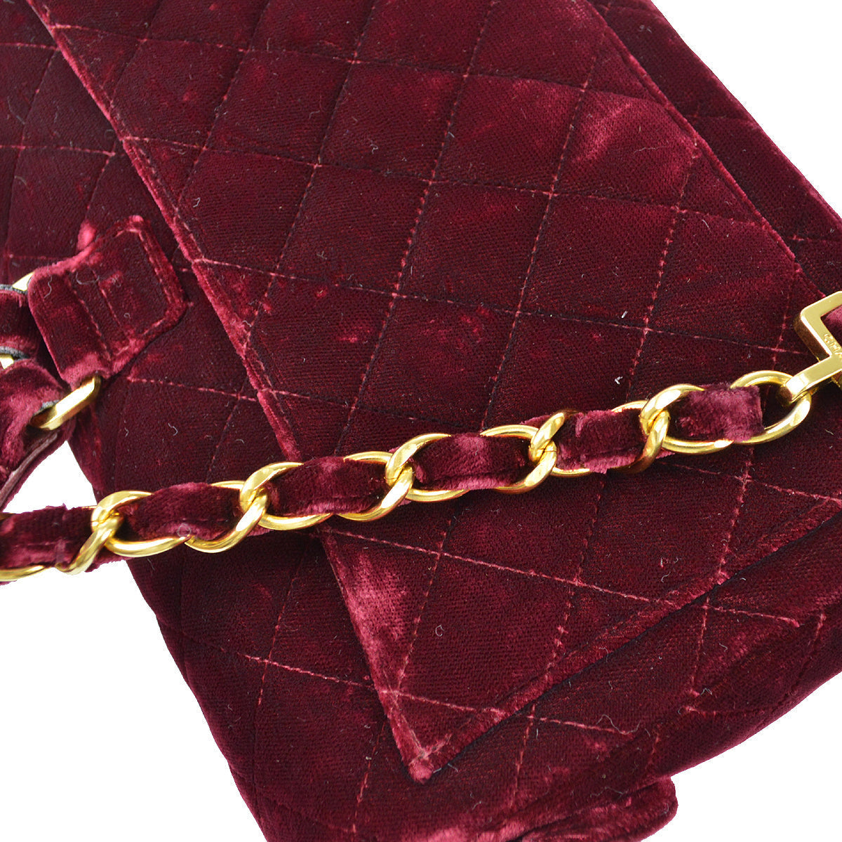 CHANEL Classic Flap Backpack Medium Velvet Bordeaux 88114