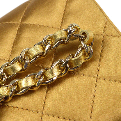 CHANEL 2006-2008 Evening Bag Gold Satin 78339