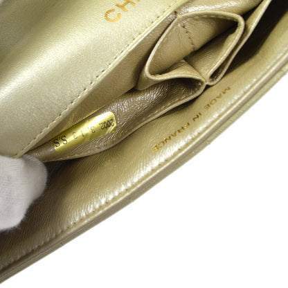 CHANEL 2001-2003 East West Choco Bar Lambskin Gold 97810