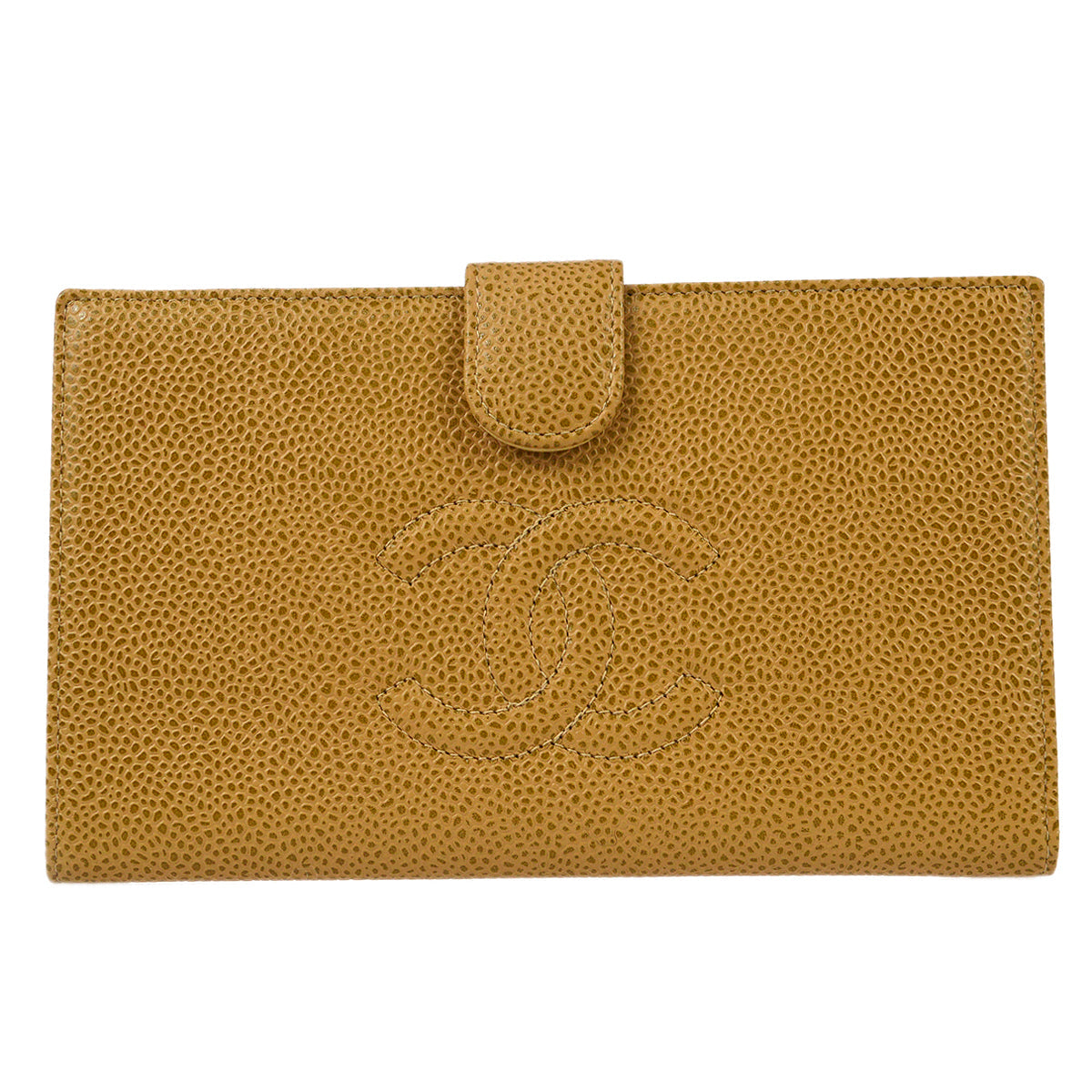 CHANEL 2000-2001 Timeless Long Wallet Beige Caviar 67958