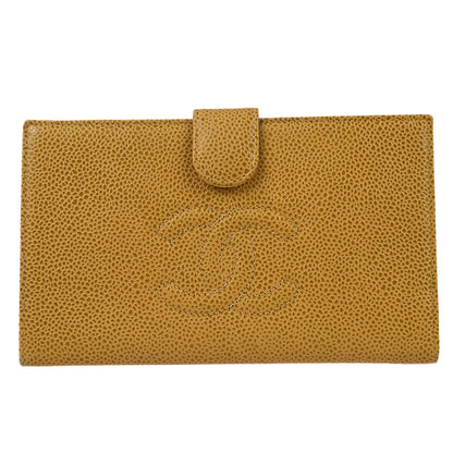 CHANEL 2000-2001 Timeless Long Wallet Beige Caviar 67958