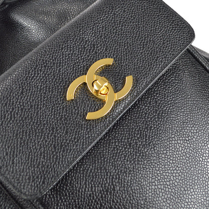 CHANEL Bucket Drawstring Chain Shoulder Bag Black Caviar 68197