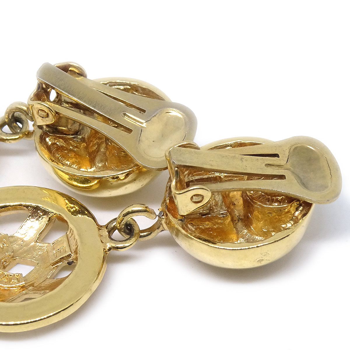Celine Dangle Earrings Gold Clip-On 78606